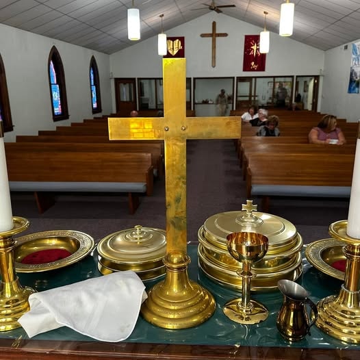 Church altar with golden cross